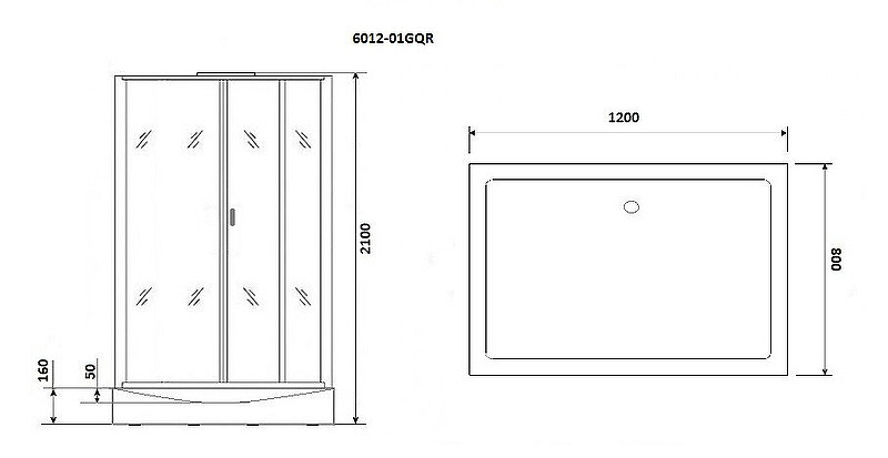 Душевая кабина Niagara Premium 120x80 NG-6012-01GQ с гидромассажем схема 6