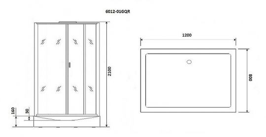 Душевая кабина Niagara Premium 120x80 NG-6012-01GQ с гидромассажем ФОТО