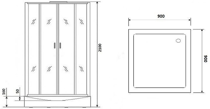 Душевая кабина Niagara Premium 90x90 NG-6901-01GQ Black с гидромассажем схема 6