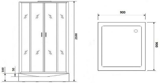 Душевая кабина Niagara Premium 90x90 NG-6901-01GQ Black с гидромассажем ФОТО