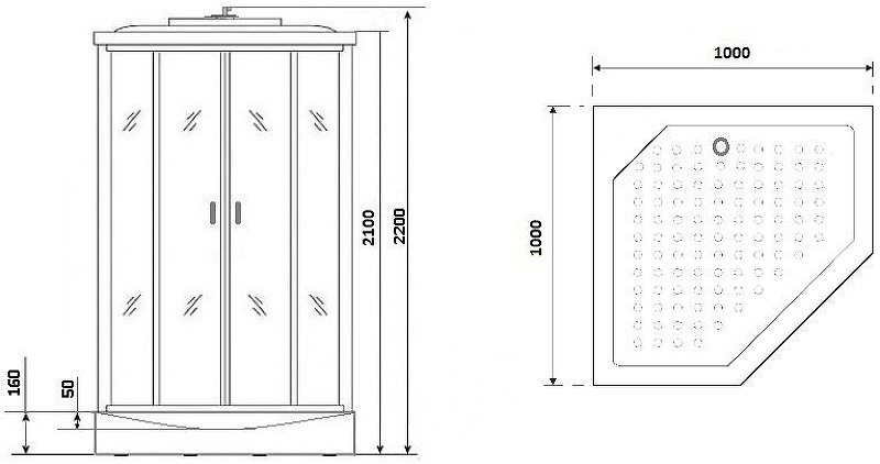 Душевая кабина Niagara Premium 100x100 NG-6902-01D Black без гидромассажа схема 3