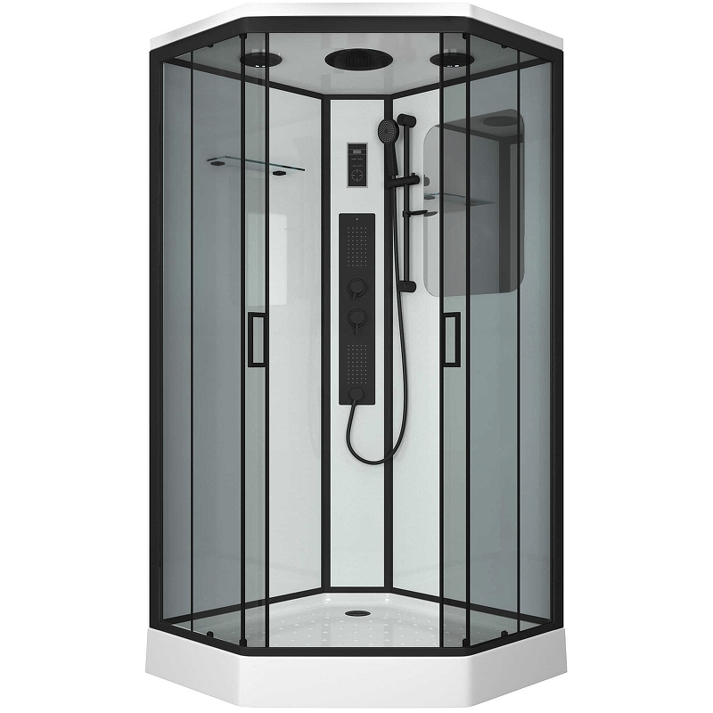 Изображение Душевая кабина Niagara Premium 100x100 NG-6902-01GD Black с гидромассажем