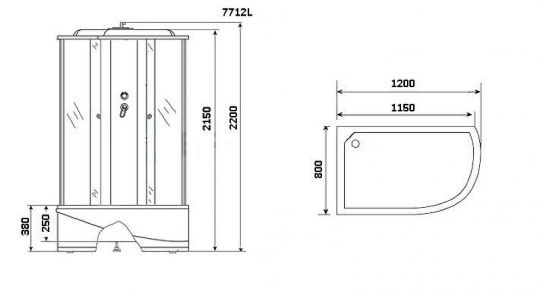 Душевая кабина Niagara Lux 120x80 NG-7712G с гидромассажем ФОТО