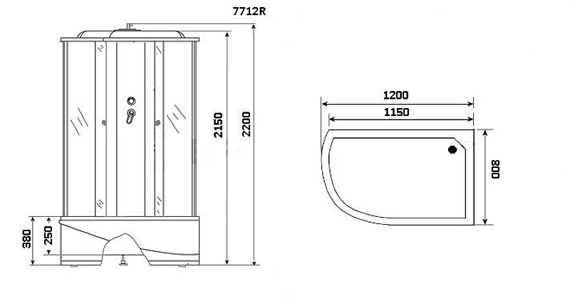 Душевая кабина Niagara Lux 120x80 NG-7712W с гидромассажем схема 6