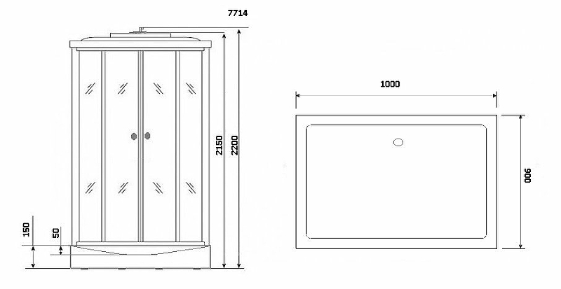 Душевая кабина Niagara Lux NG-7714G 100x90 с гидромассажем схема 9