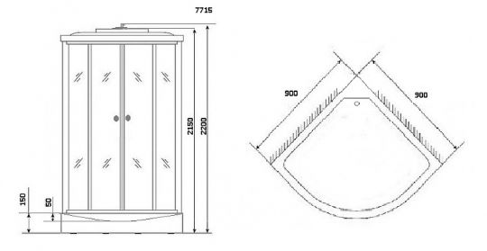 Душевая кабина Niagara Lux NG-7715G 90х90 с гидромассажем схема 12