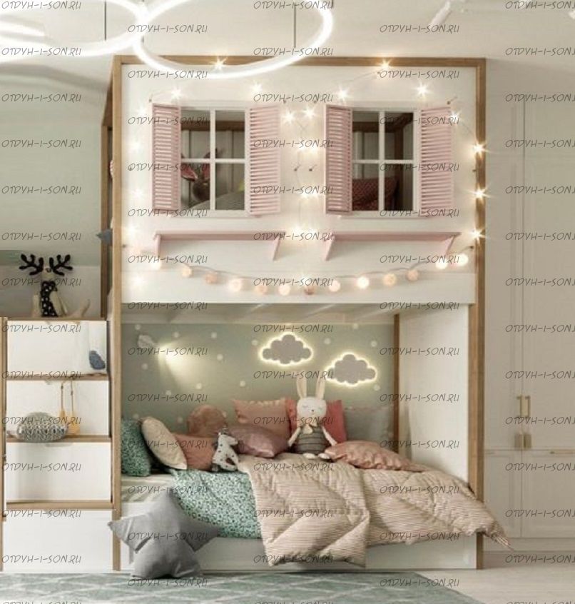 Кровать двухъярусная Домик Fairy Land Sky Santana №16, Массив