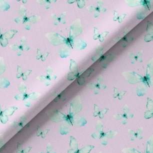 Хлопок Сатин Мятные бабочки 50х37 limit