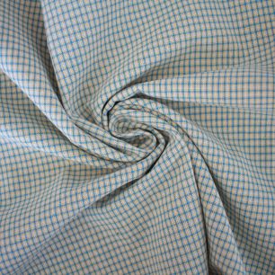 Хлопок фактурный - Клетка Салатово-голубая 50х37