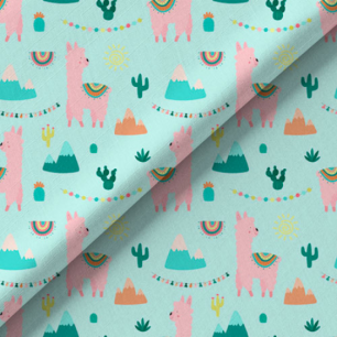 Хлопок Перкаль Ламы на мятном 25х75 limit