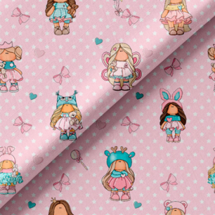 Хлопок Перкаль Арт девочки на розовом 50х37 limit