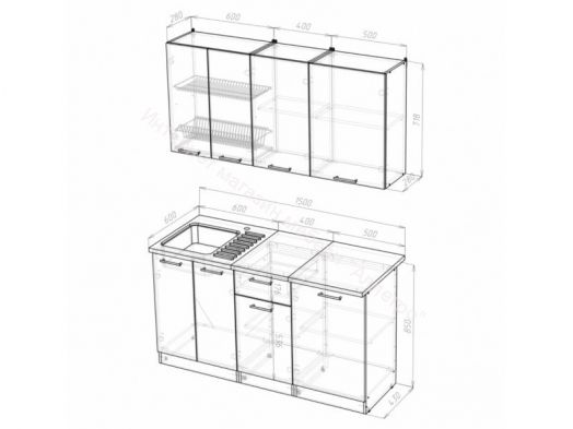 Кухонный гарнитур Алина нормал 1500 мм