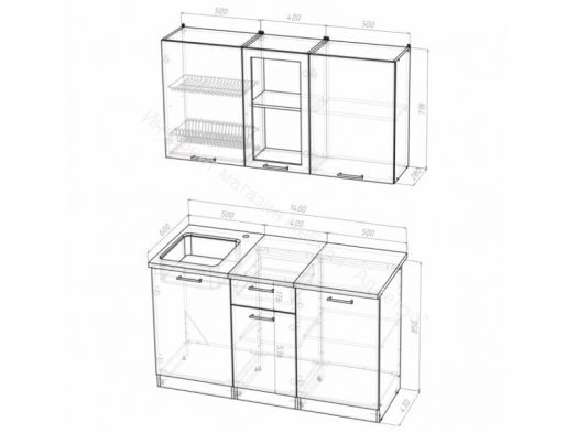 Кухонный гарнитур Алина медиум 1400 мм