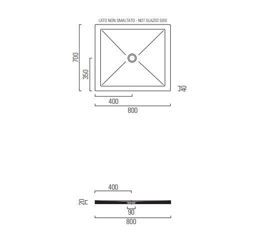 Душевой поддон GSI H2 80x70 схема 2