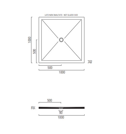 Душевой поддон GSI H2 100x100 схема 2