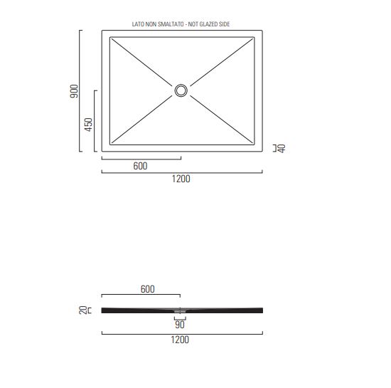 Душевой поддон GSI H2 120x90 схема 2