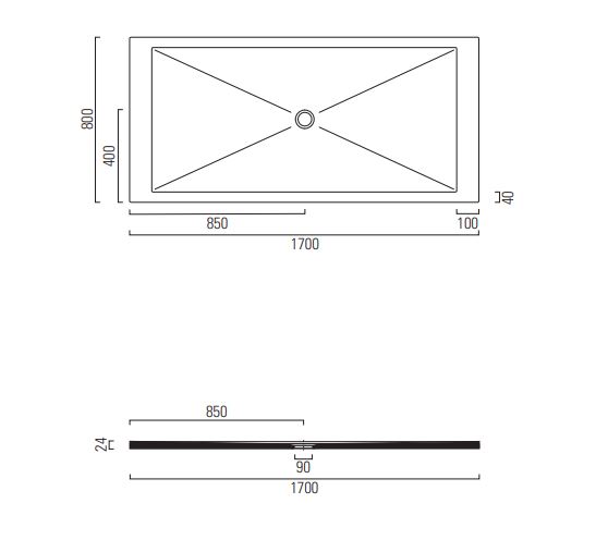 Душевой поддон GSI H2 170x80 схема 2