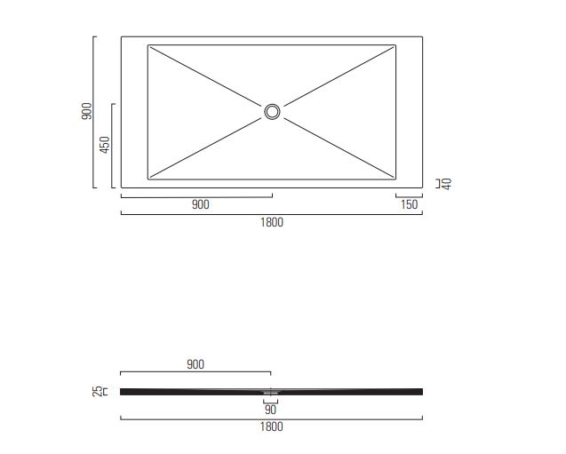 Душевой поддон GSI H2 180x90 схема 2