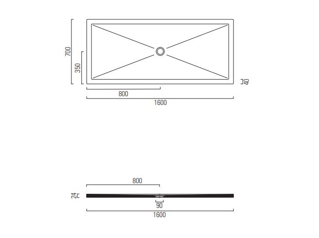 Душевой поддон GSI H2 160x70 схема 2