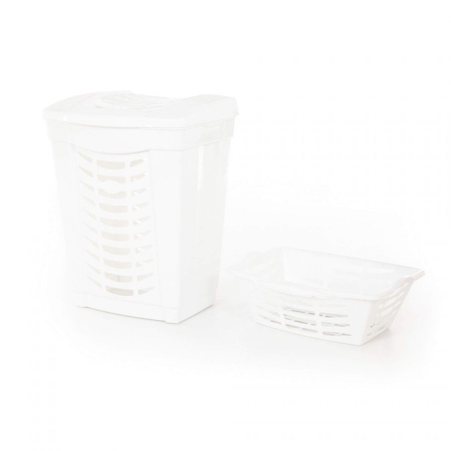 Корзина для белья №1 с крышкой, 480х390х615 мм, 60 литров + корзинка