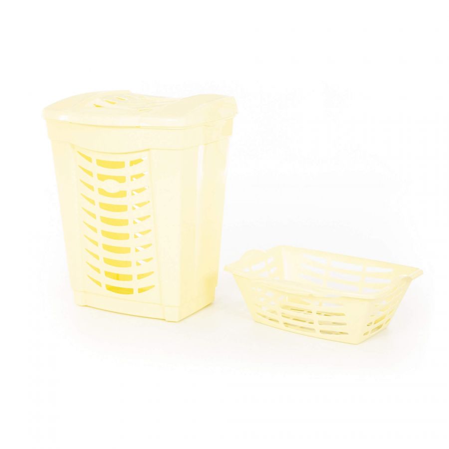 Корзина для белья №1 с крышкой, 480х390х615 мм, 60 литров + корзинка