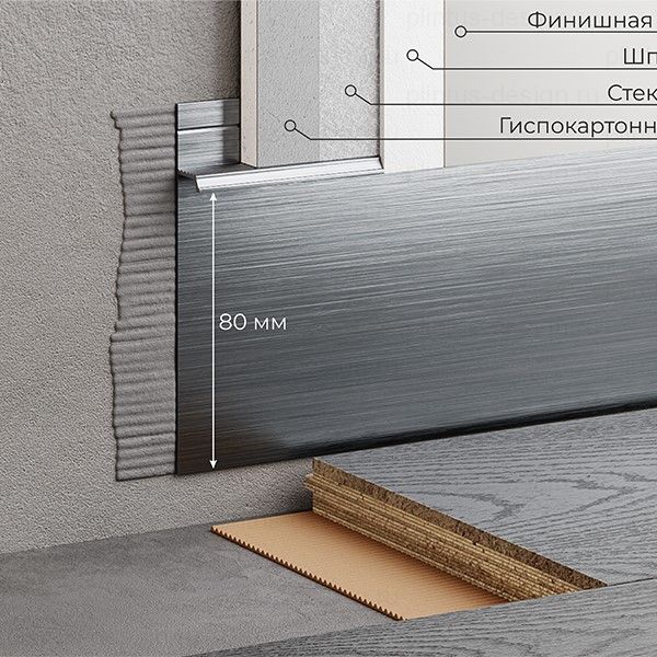 Скрытый плинтус ФЕСО 80 мм не анодированный