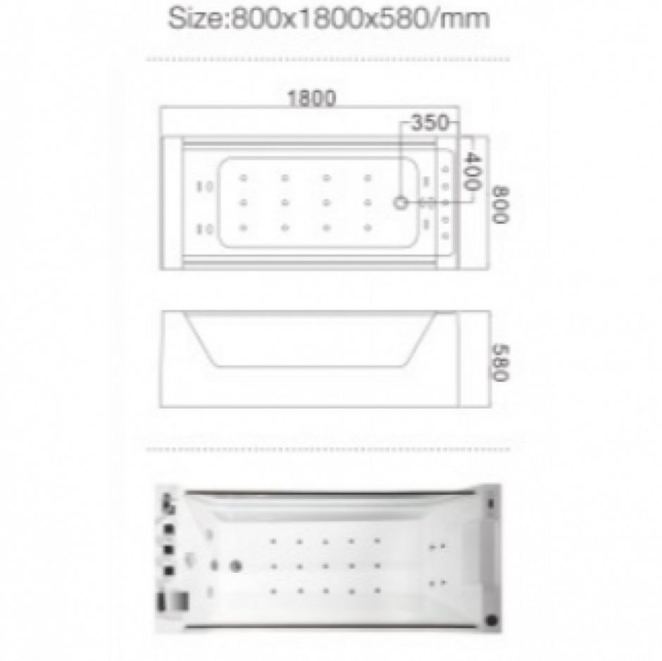 Акриловая ванна Frank F104 180х80 с гидромассажем ФОТО