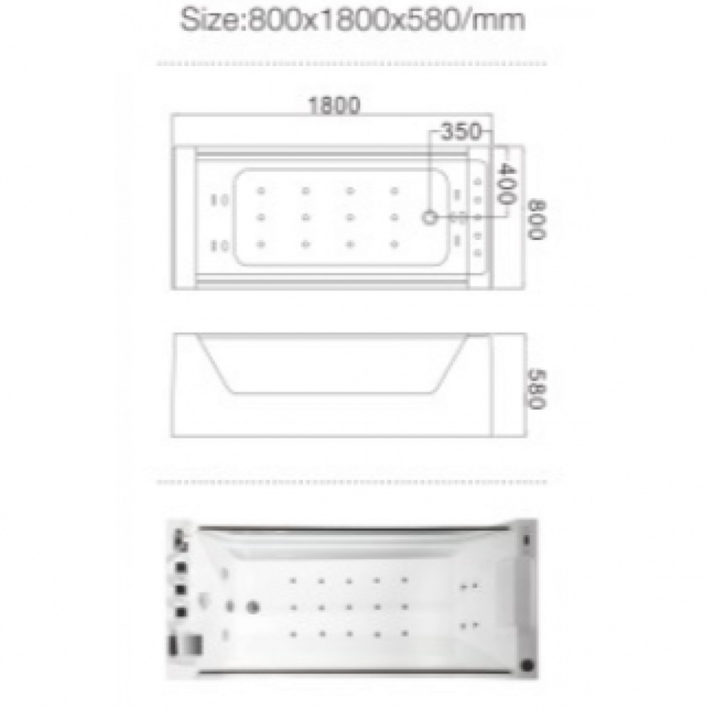 Акриловая ванна Frank F104 180х80 с гидромассажем схема 6