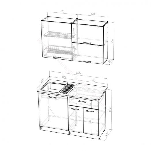 Кухонный гарнитур Инна лайт 1200 мм