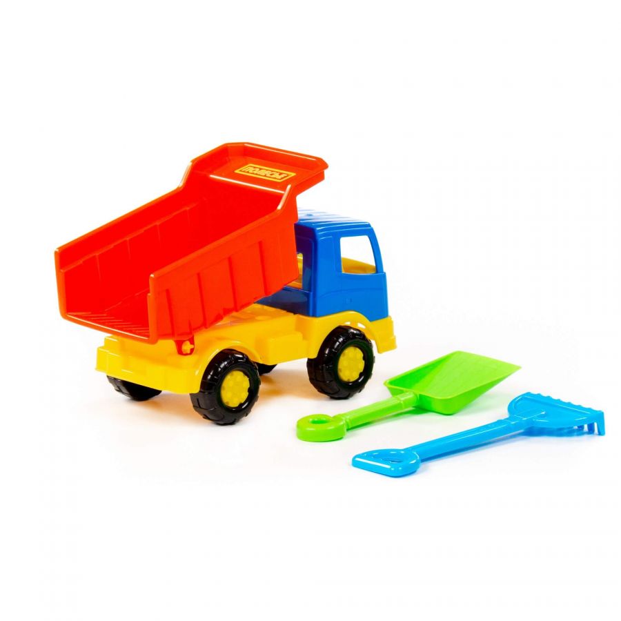 Набор №303: "Тёма", автомобиль-самосвал + лопатка малая №3, грабельки малые №3