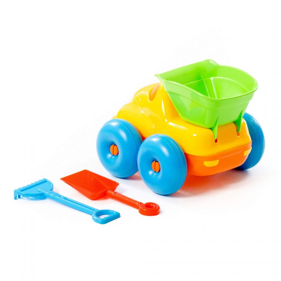 Набор №102: "Блоппер", автомобиль-самосвал + лопатка малая №3, грабельки малые №3