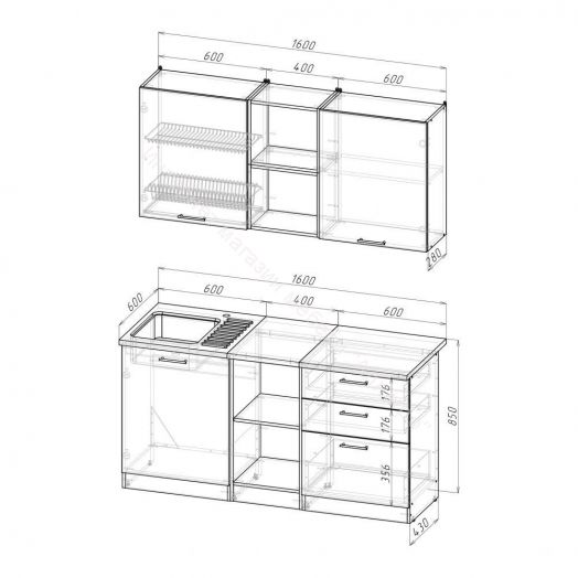 Кухонный гарнитур Ольга стандарт 5 1600 мм