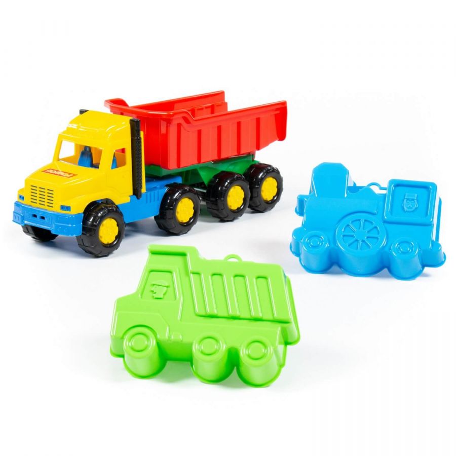 Набор №69: "Фаворит", автомобиль-самосвал + формочки (самосвал + паровоз)