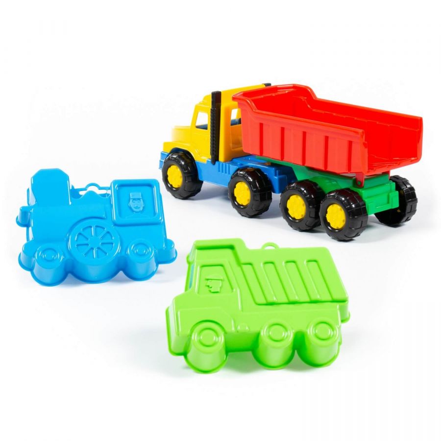 Набор №69: "Фаворит", автомобиль-самосвал + формочки (самосвал + паровоз)