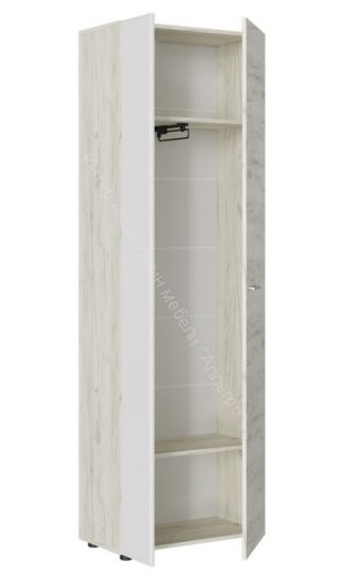 Шкаф с выдвижной штангой ШК-001 "Сафари" (Дуб крафт белый/Белый софт)