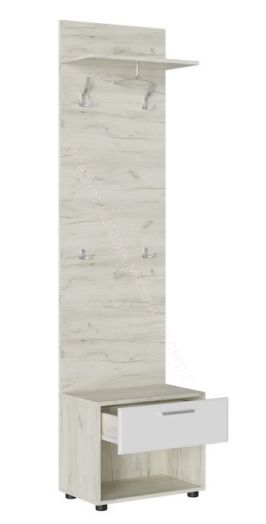 Тумба с вешалкой "Сафари" ТМ-003 (Дуб крафт белый/Белый софт)