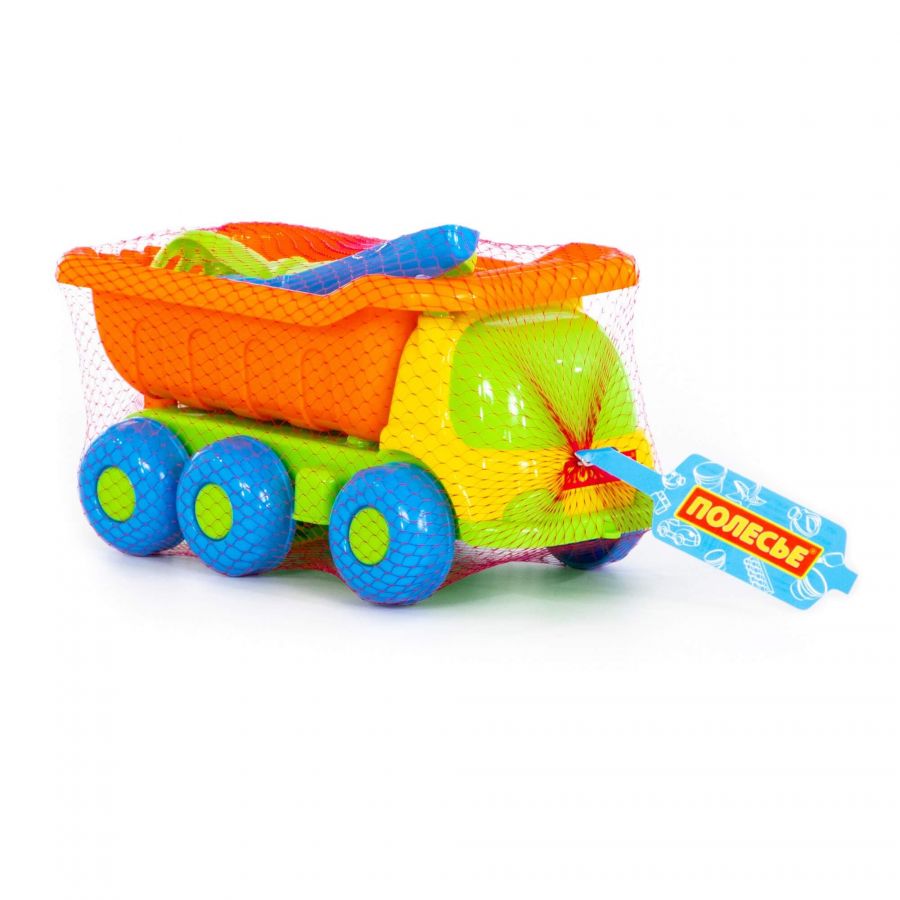 Набор №267: "Кеша", автомобиль-самосвал + лопатка №5, грабельки №5, кораблик "Юнга"