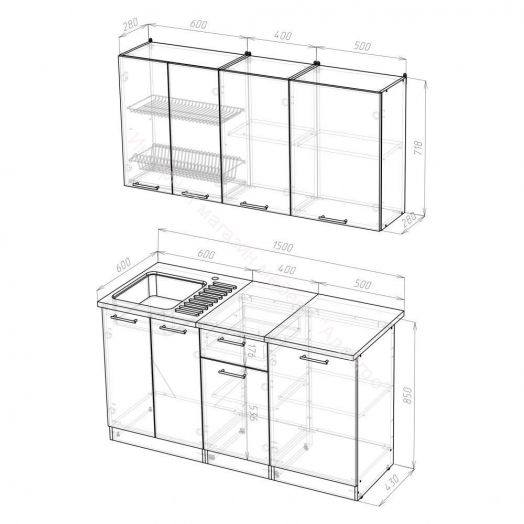 Кухонный гарнитур Лариса нормал 1 1500 мм