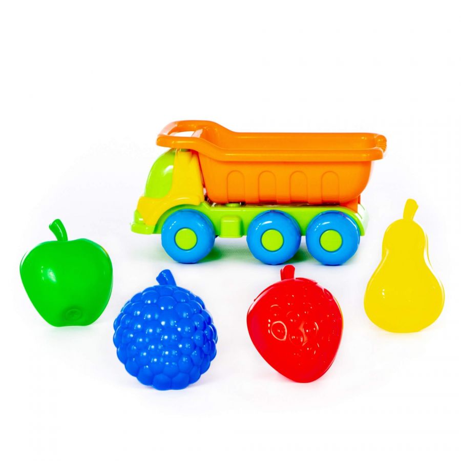 Набор №571: "Кеша", автомобиль-самосвал + формочки "Фрукты" 4 шт