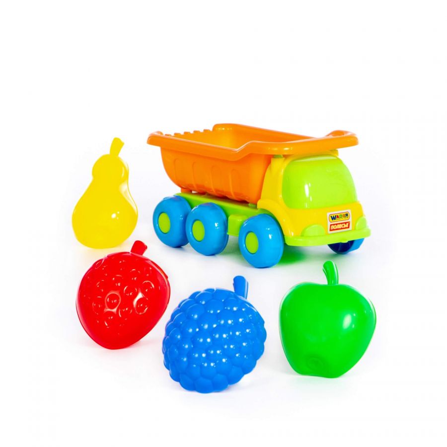 Набор №571: "Кеша", автомобиль-самосвал + формочки "Фрукты" 4 шт