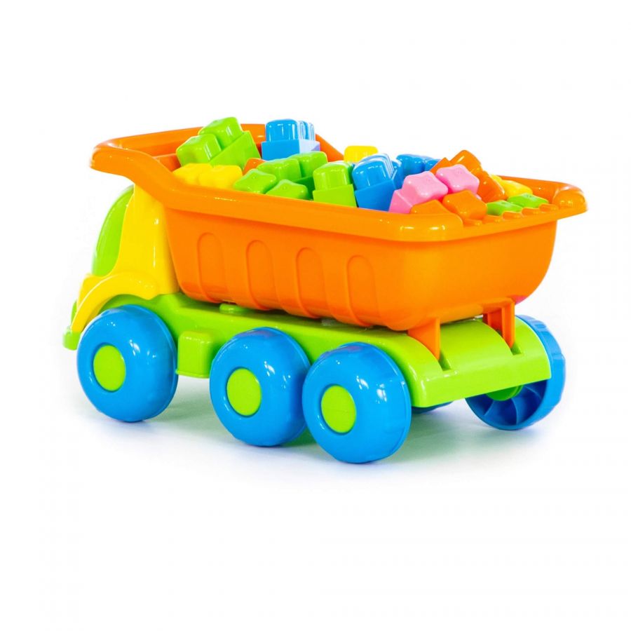 Набор №272: "Кеша", автомобиль-самосвал + конструктор "Малютка" (35 элементов)