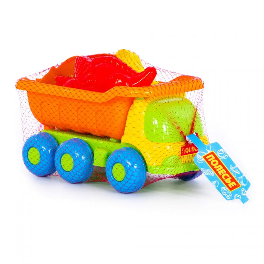 Набор №572: "Кеша", автомобиль-самосвал + формочки (тигр + мамонт + динозавр №1 + динозавр №2)