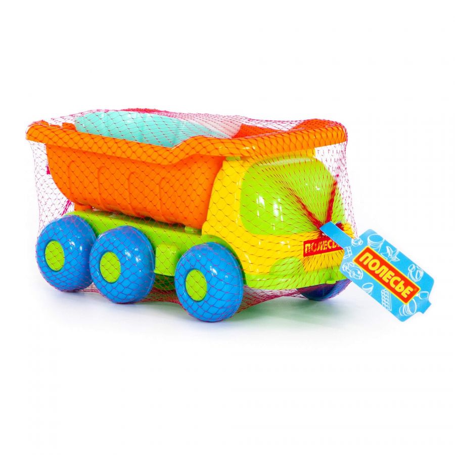 Набор №573: "Кеша", автомобиль-самосвал + формочки (краб №2 + морской конёк + ракушка №2 + черепаха)