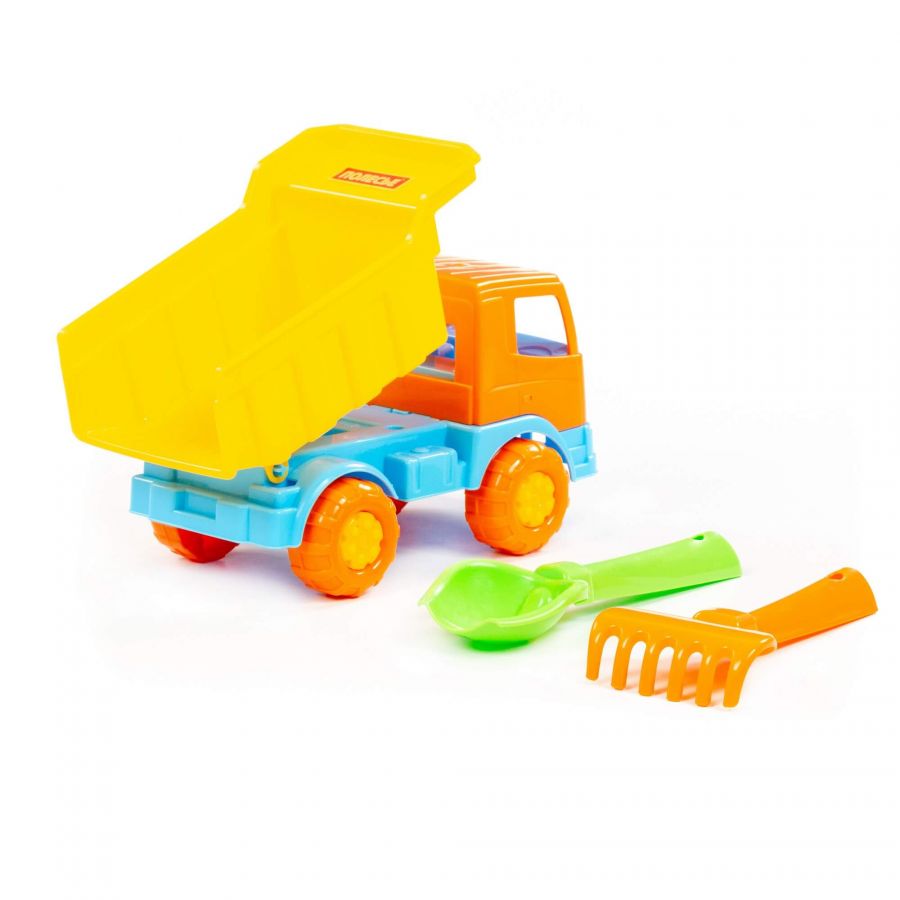 Набор №188: "Салют", автомобиль-самосвал + совок №2, грабельки №2