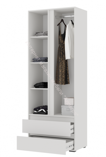 Шкаф 2-х створчатый "Хелен" ШК-01 (Белый шагрень)