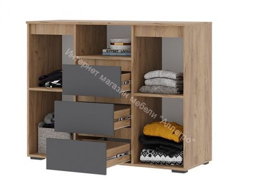 Комод "Хелен" КМ 01 1202 (Дуб крафт золотой/Серый графит)