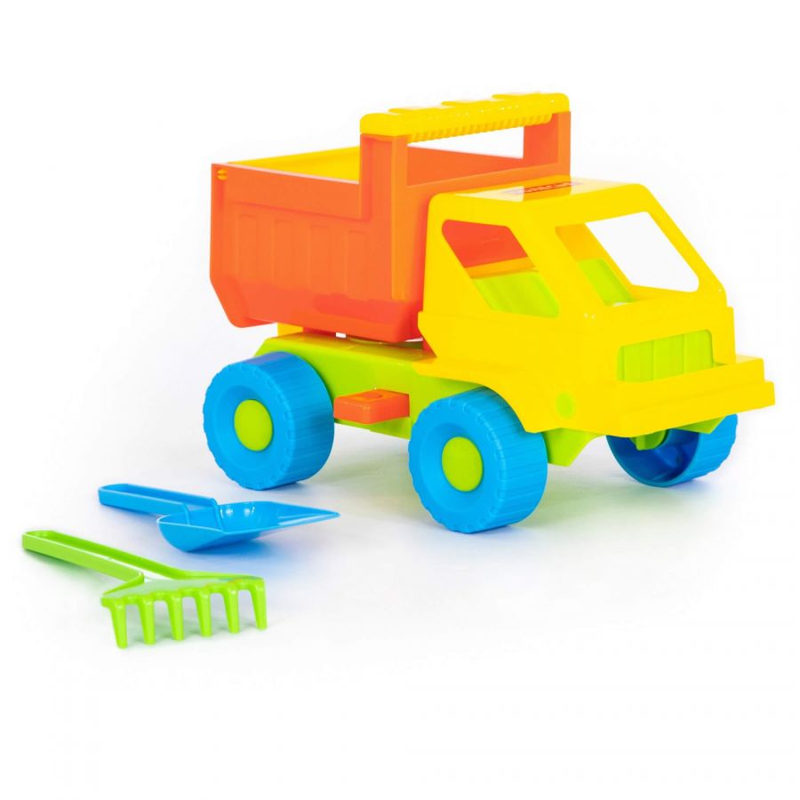 Набор №14: "Кузя", автомобиль-самосвал + лопатка, грабельки
