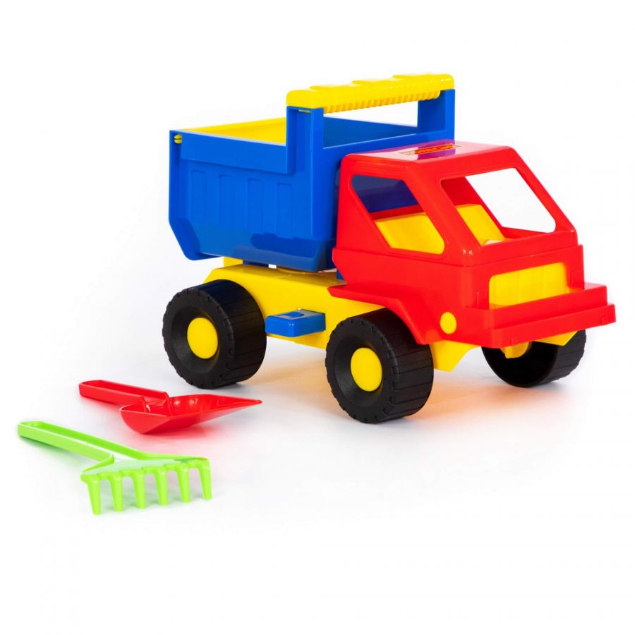 Набор №14: "Кузя", автомобиль-самосвал + лопатка, грабельки
