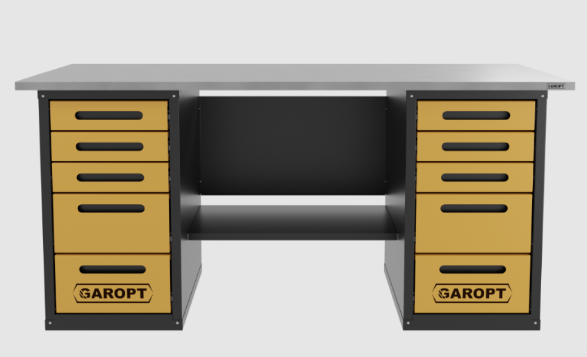 Верстак двухтумбовыи 5 ящиков /5 ящиков, желтый 1800*700 GAROPT, GT1800Y5Y5.yell