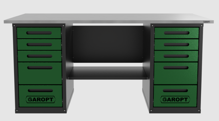 Верстак двухтумбовыи 5 ящиков /5 ящиков, зеленый 1800*700 GAROPT, GT1800Y5Y5.green